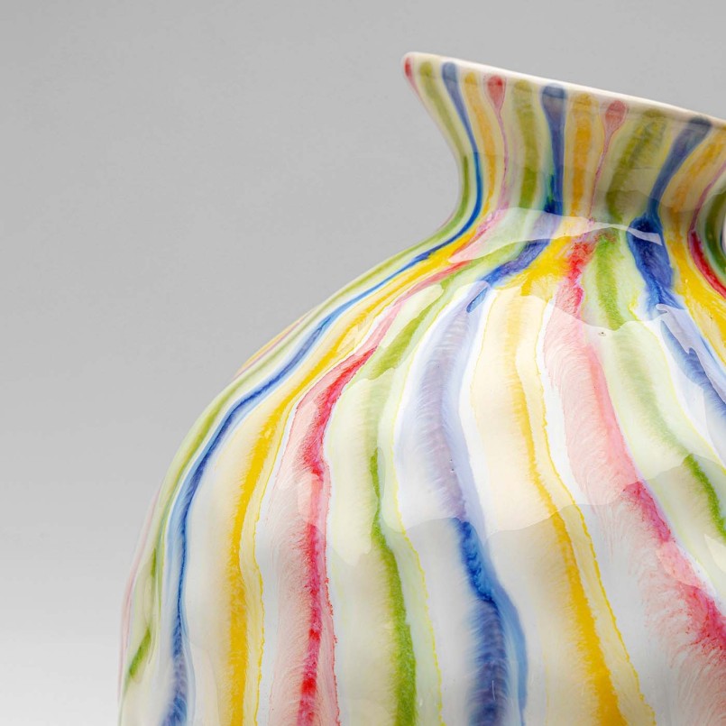 Vase en grès blanc coulées de peinture - Rivers - Kare Design