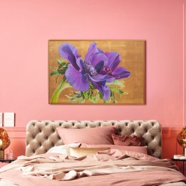 Tableau fleurs violettes fond doré - Kare Design