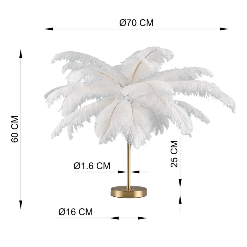 Lampe de table plumes blanches 60cm Kare Design