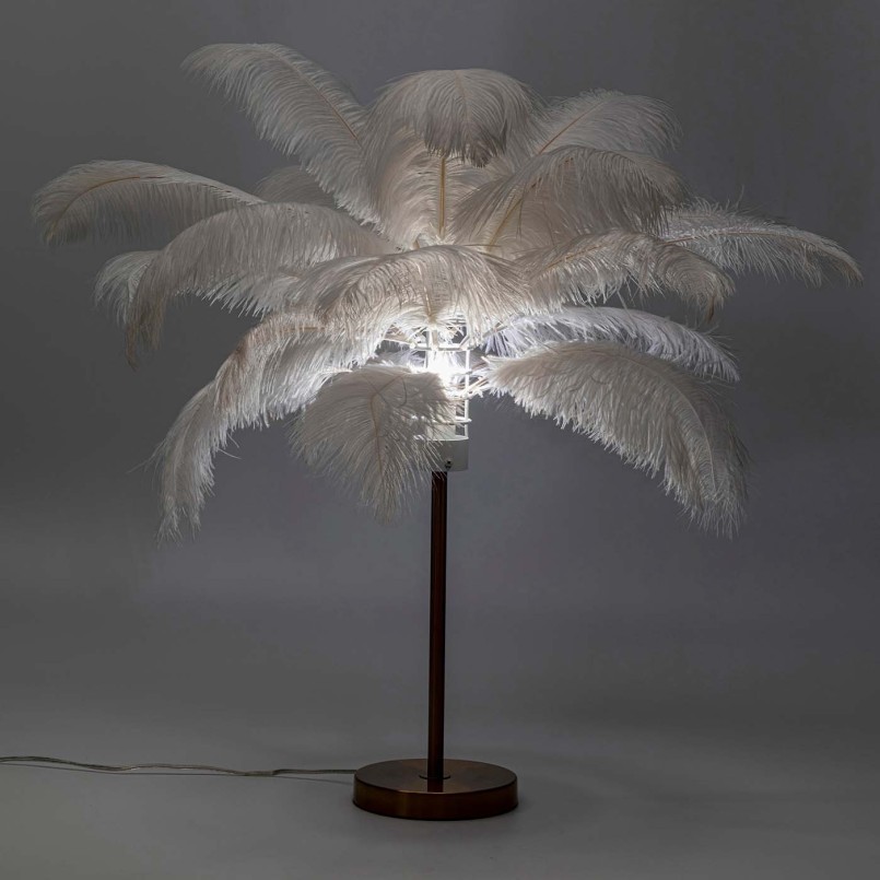 Lampe de table plumes blanches 60cm Kare Design