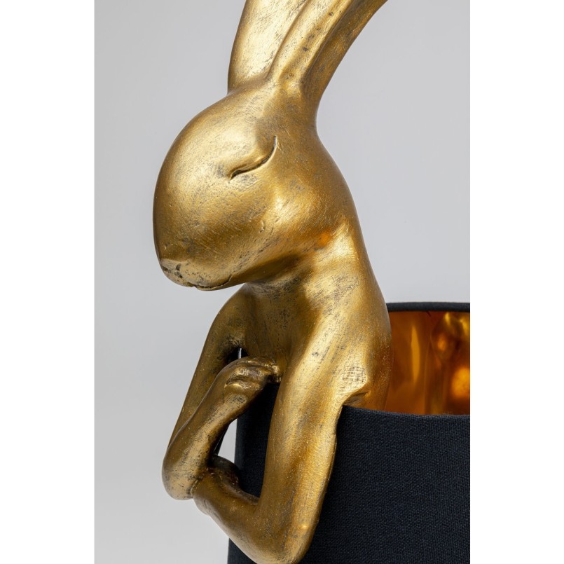 Golden rabbit table lamp with black shade - Animal - Kare Design