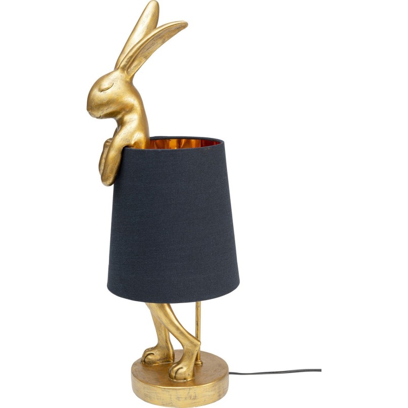 Golden rabbit table lamp with black shade - Animal - Kare Design