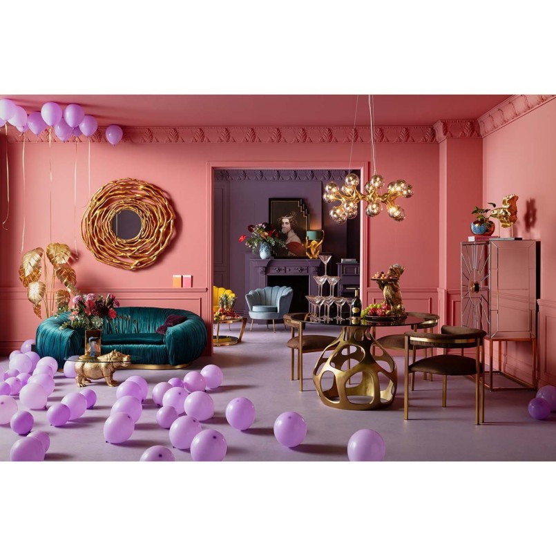 Modern glass and gold steel suspension - Atomic Balls - Kare Design