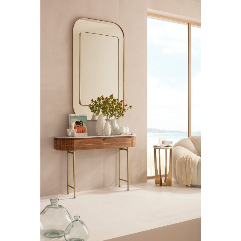 Solid mango and white marble console - Grace - Kare Design