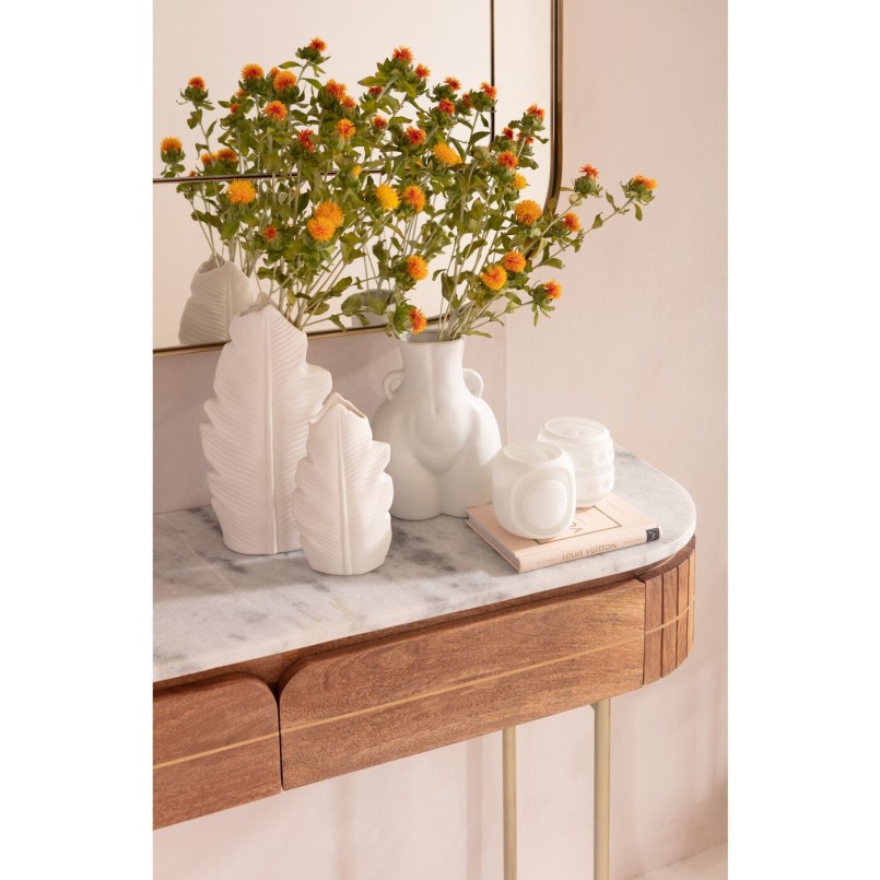 Solid mango and white marble console - Grace - Kare Design