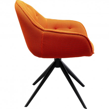 Chaise avec accoudoirs pivotante Carlito Mesh orange Kare Design