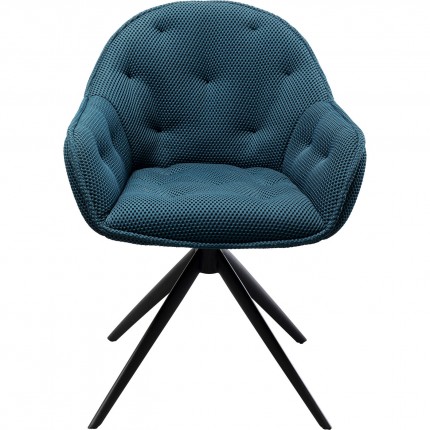 Chaise avec accoudoirs pivotante Carlito Mesh bleue Kare Design