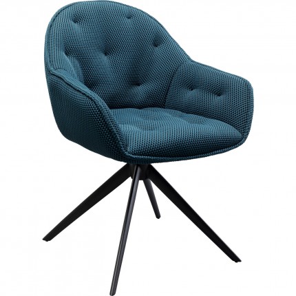 Chaise avec accoudoirs pivotante Carlito Mesh bleue Kare Design