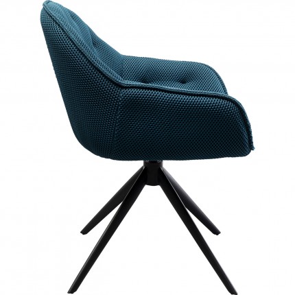 Chaise avec accoudoirs pivotante Carlito Mesh bleue Kare Design
