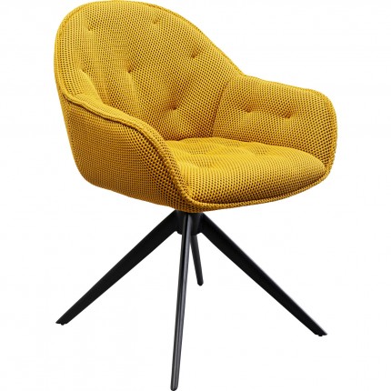 Chaise avec accoudoirs pivotante Carlito Mesh jaune Kare Design