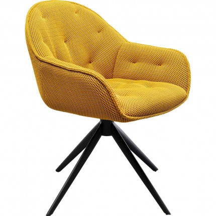 Chaise avec accoudoirs pivotante Carlito Mesh jaune Kare Design