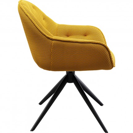 Chaise avec accoudoirs pivotante Carlito Mesh jaune Kare Design