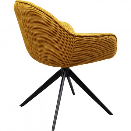 Chaise avec accoudoirs pivotante Carlito Mesh jaune Kare Design