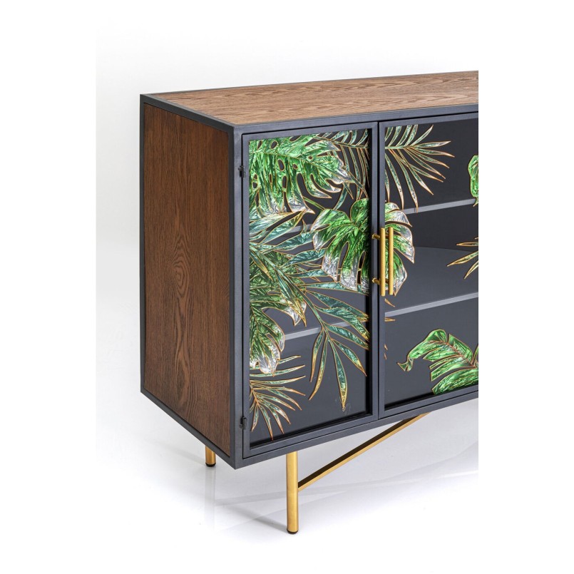 Glass door sideboard with tropical leaves - Jungle - Kare Design