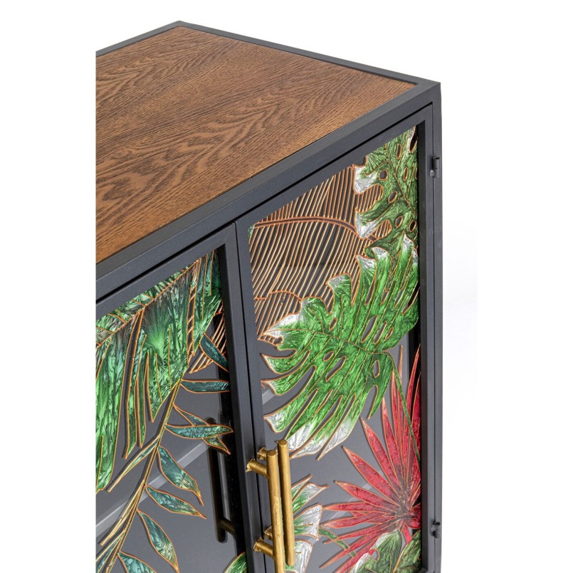 Glass door sideboard with tropical leaves - Jungle - Kare Design