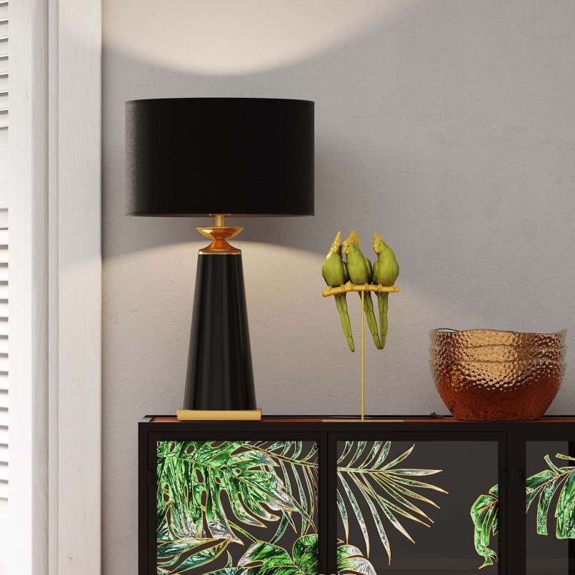 Glass door sideboard with tropical leaves - Jungle - Kare Design