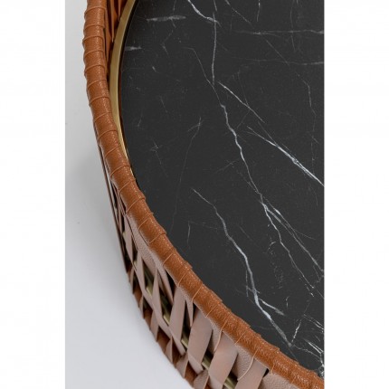 Table basse effet marbre noir double 86cm Kare Design