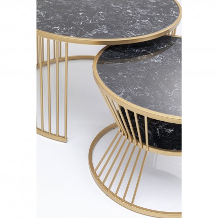 Tables basses Roma set de 2 noires et dorées Kare Design