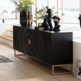 Carved black wood sideboard - Madeira - Kare Design