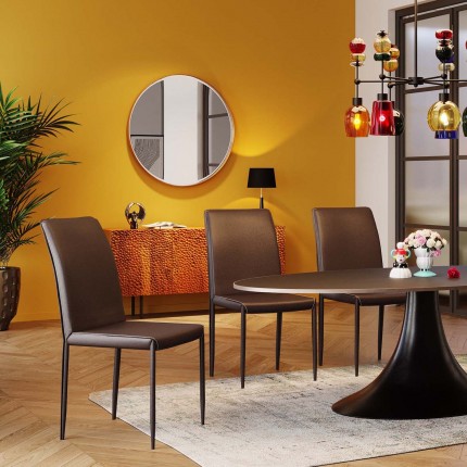Chaise en cuir Milano marron Kare Design