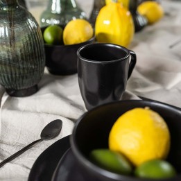 Mugs noirs en faïence set de 4 - Organic - Kare Design