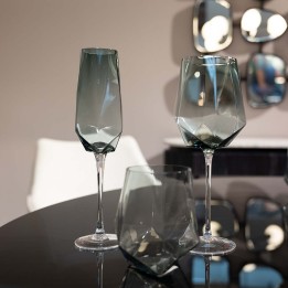 Smoked glass champagne flutes - Diamond - Kare Design
