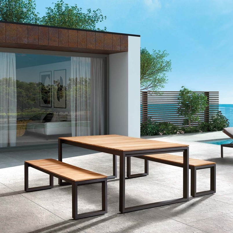 Banc de jardin Marcelo 195x40cm noir Gescova