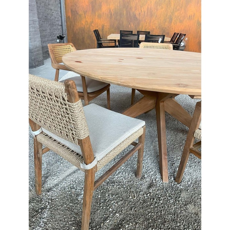 Table de jardin ronde en bois - Java - Gescova