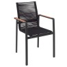 Chaise de jardin noire avec accoudoirs en teck - Aruba - Gescova