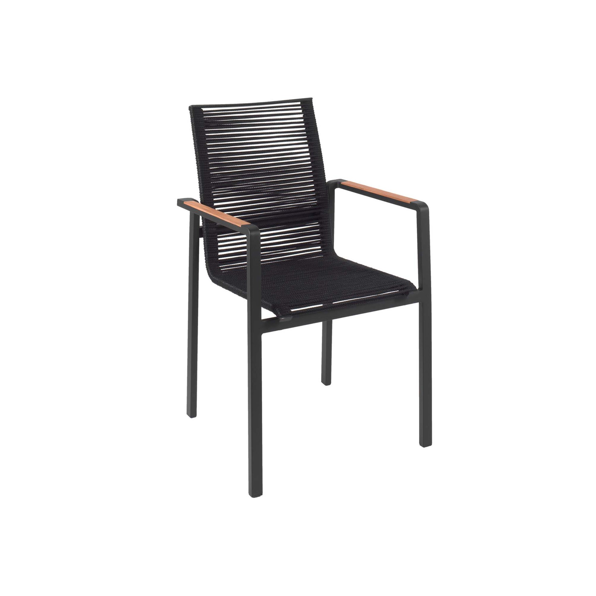 Chaise de jardin avec accoudoirs Aruba noire teck Gescova