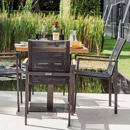 Outdoor chair with armrests Aruba black teak Gescova