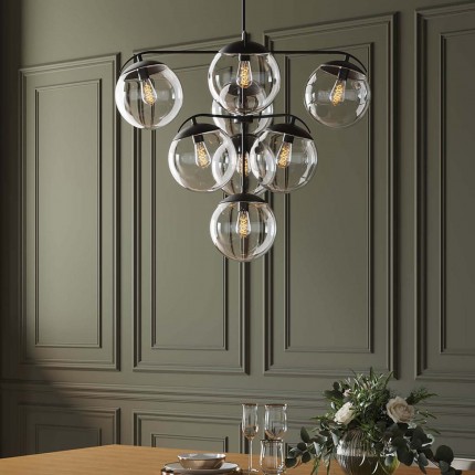 Suspension Lasmina 10 globes noire Kare Design