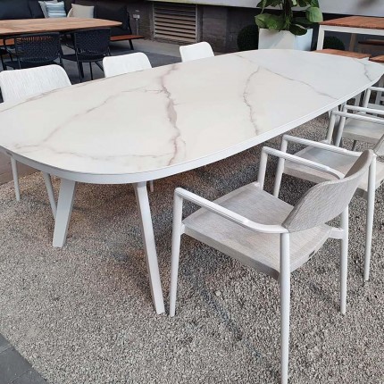 Table de jardin Mali 260x120cm blanche Gescova