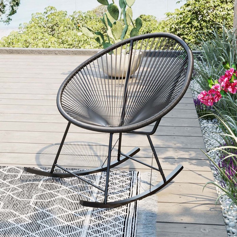 Black garden rocking chair - Acapulco - Kare Design