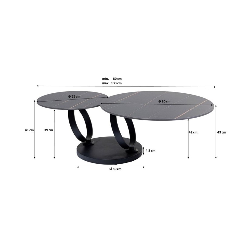 Table basse pivotante dorée et noire - Beverly - Kare Design