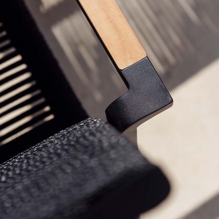 Outdoor chair with armrests Aruba black teak Gescova