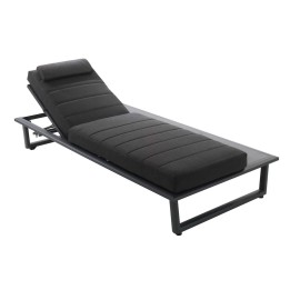 Bain de soleil gris anthracite avec roulettes et tablette - Barcelona - Gescova