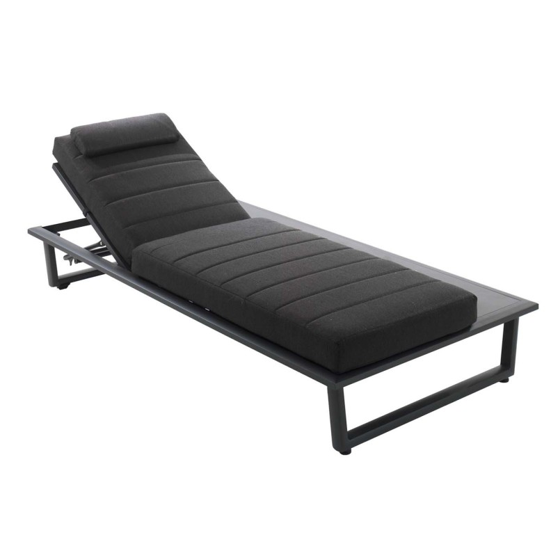 Bain de soleil gris anthracite avec roulettes et tablette - Barcelona - Gescova