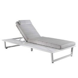 Bain de soleil blanc avec roulettes et tablette - Barcelona - Gescova