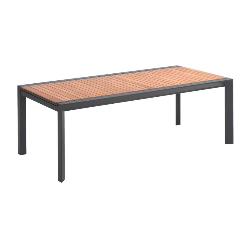 Table à rallonge en alu gris et teck - Porto - Gescova