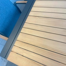 Gray aluminum and teak extensible table - Porto - Gescova