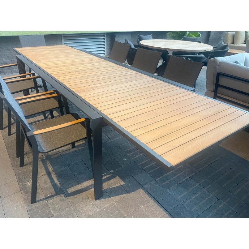 Gray aluminum and teak extensible table - Porto - Gescova