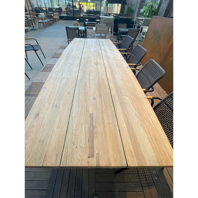 Table de jardin en acier et teck recyclé - Fanny - Gescova