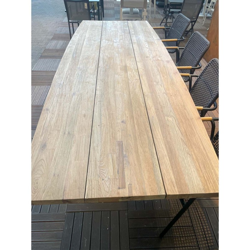 Garden table in steel and reclaimed teak - Fanny - Gescova