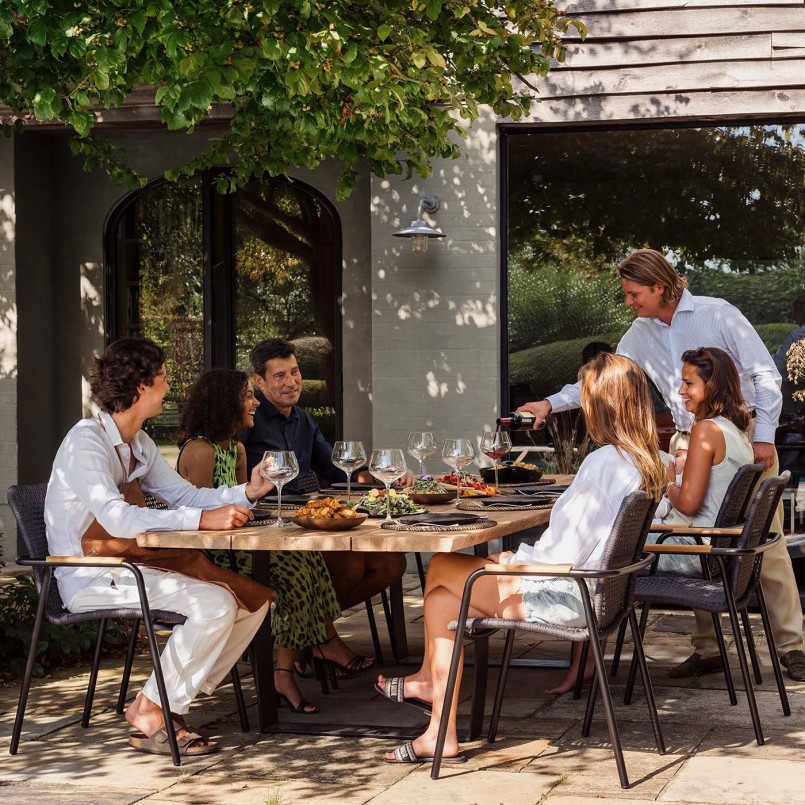 Garden table in steel and reclaimed teak - Fanny - Gescova