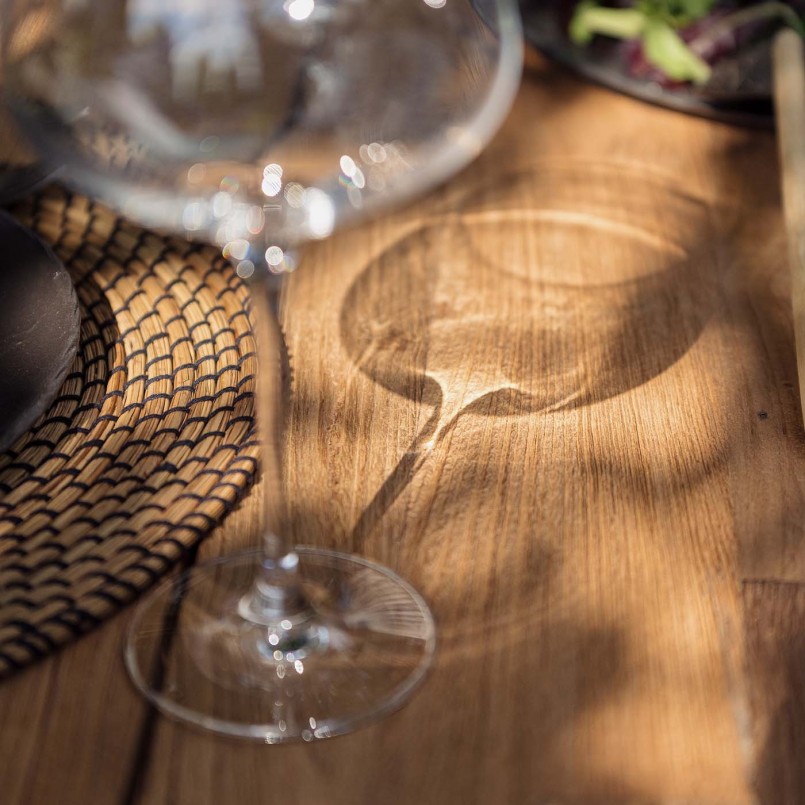 Garden table in steel and reclaimed teak - Fanny - Gescova