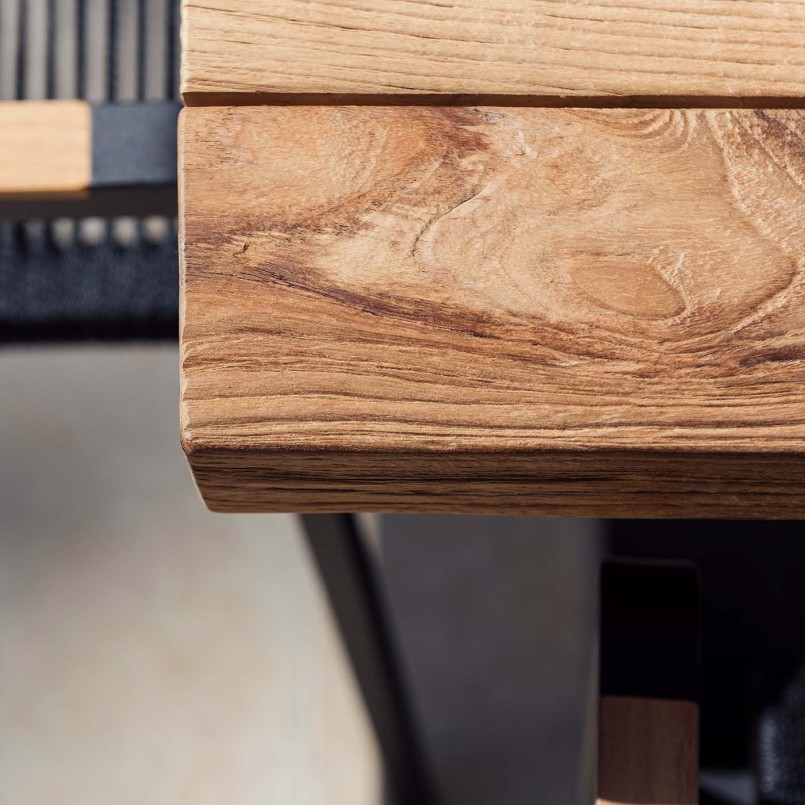 Table carrée d'extérieur en acier et teck - Lucie - Gescova