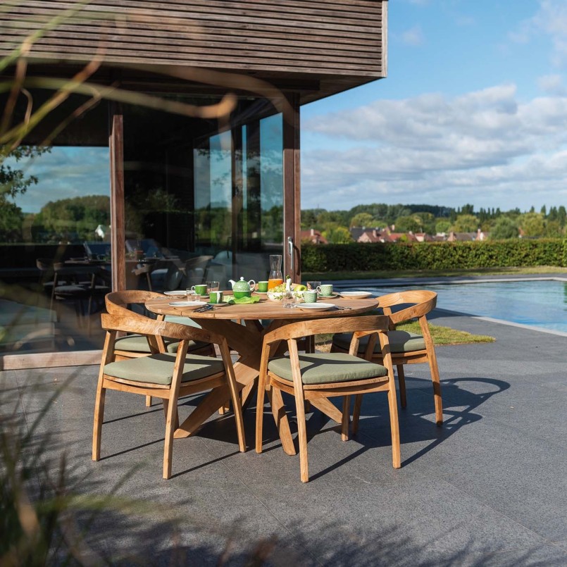 Table de jardin ronde en bois - Java - Gescova