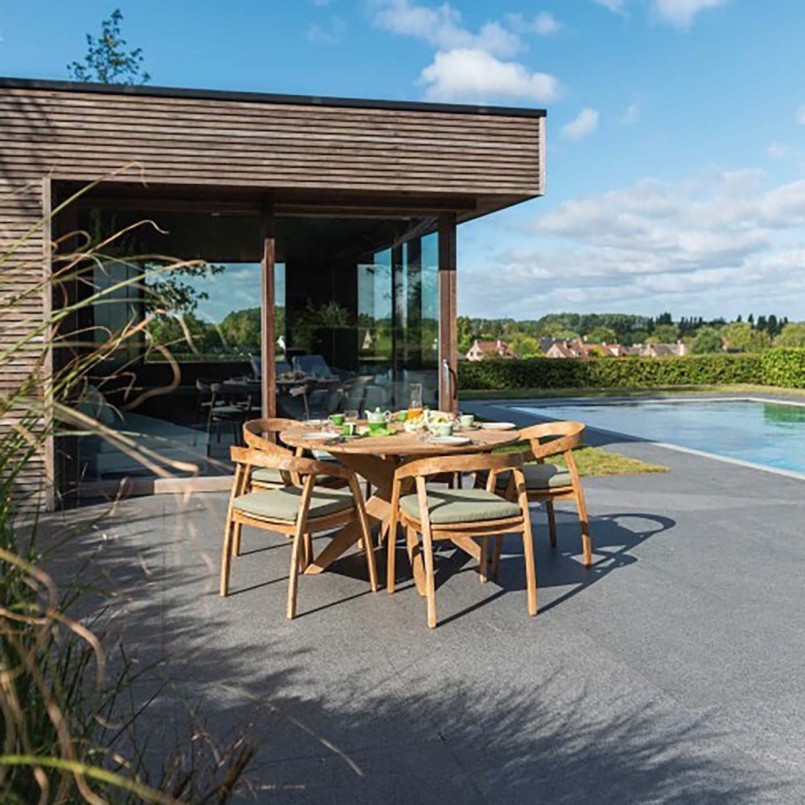 Table de jardin ronde en bois - Java - Gescova