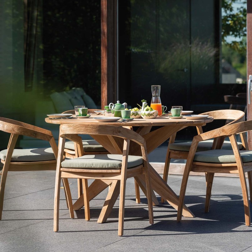 Table de jardin ronde en bois - Java - Gescova